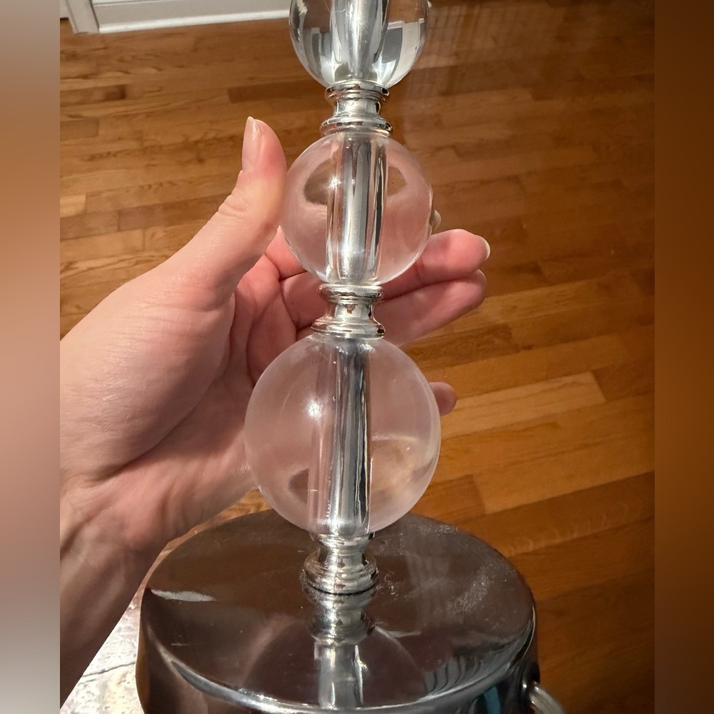 Modern Silver and Clear Glass Accent Lamp